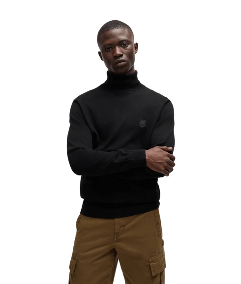 Akiro Rollneck Regular-fit Sweater in Cotton and Cashmere - Black