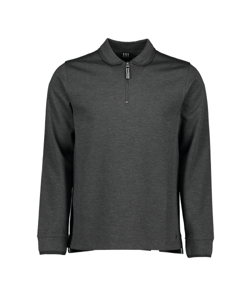 Legra Zip Neck Lux Jersey Long Sleeve Polo - Grey
