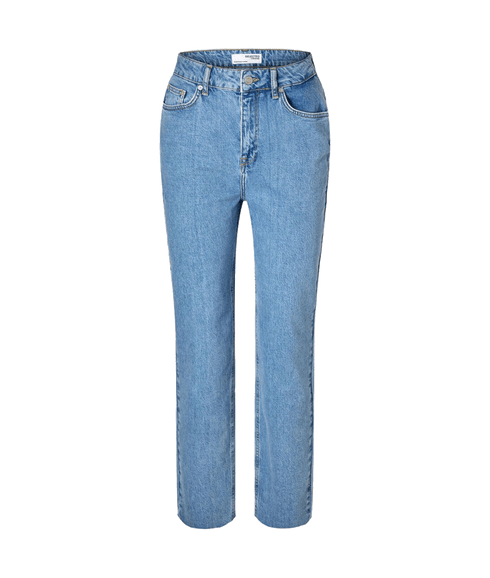 High Waisted Straight Fit Jeans - Blue