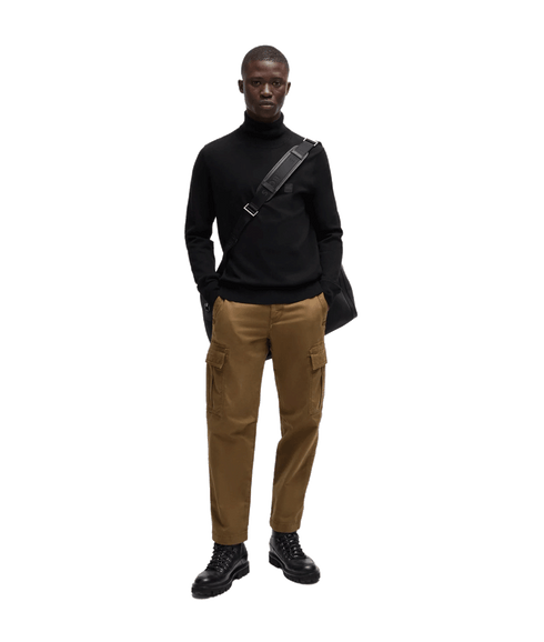 Akiro Rollneck Regular-fit Sweater in Cotton and Cashmere - Black
