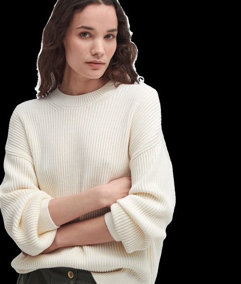 Rib-Stitch Crew Neck Jumper - Cream