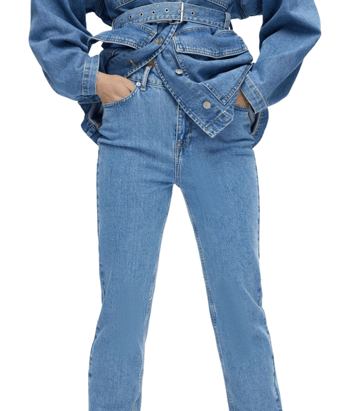 High Waisted Straight Fit Jeans - Blue