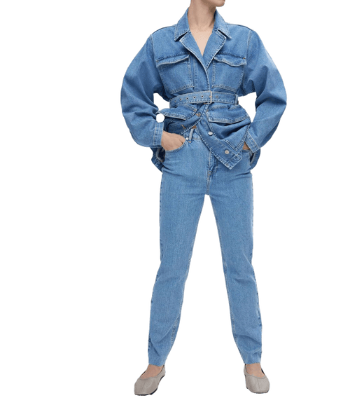 High Waisted Straight Fit Jeans - Blue