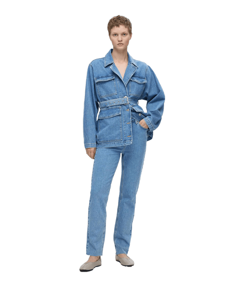 High Waisted Straight Fit Jeans - Blue