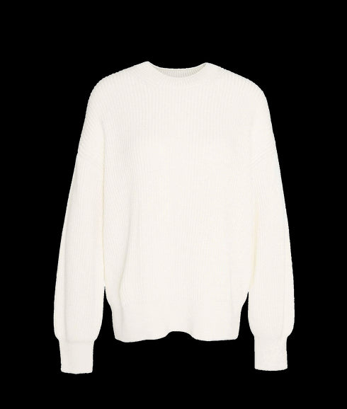 Rib-Stitch Crew Neck Jumper - Cream