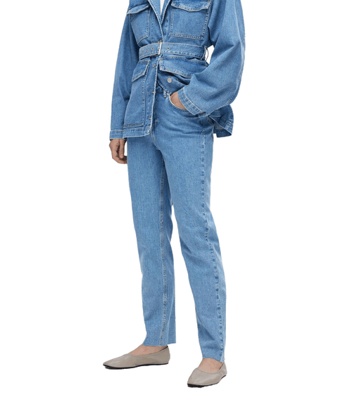 High Waisted Straight Fit Jeans - Blue