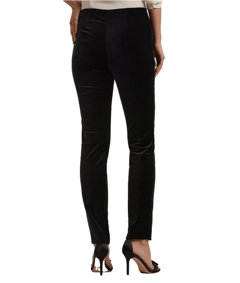 Stretch Velvet Skinny Ankle Pant - Black