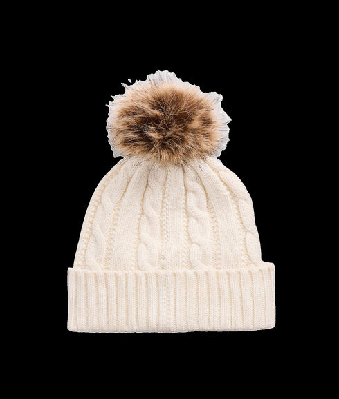 Cable Crest Patch Hat - Cream
