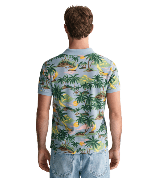 Hawaiian Print Polo Shirt - Multi