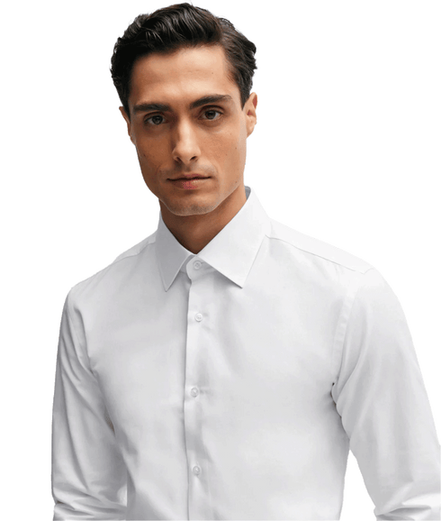 Slim-fit Shirt in Cotton With Signature-stripe Trim - White
