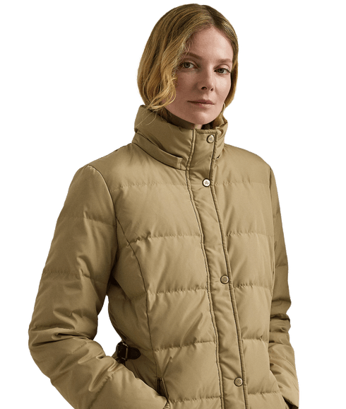 Faux-fur-trim Hooded Down Coat - Beige
