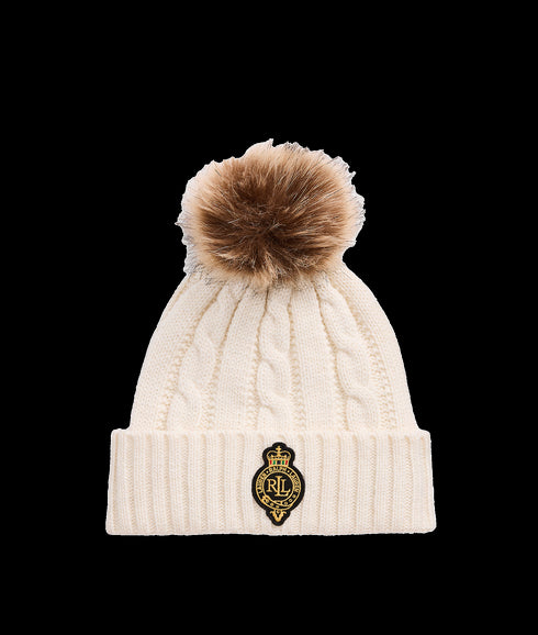 Cable Crest Patch Hat - Cream