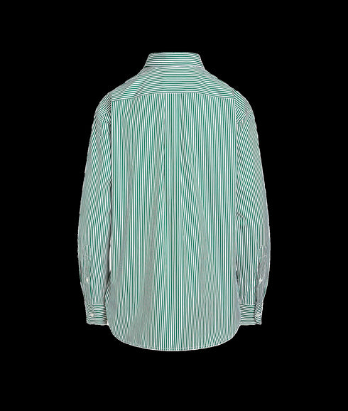 Relaxed Fit Striped Cotton Shirt - Green