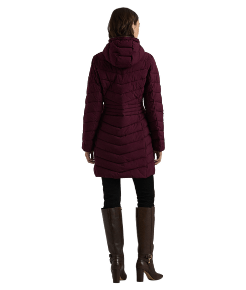 Chevron-quilted Hooded Jacket - Red