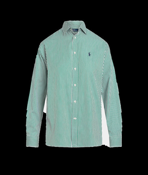 Relaxed Fit Striped Cotton Shirt - Green