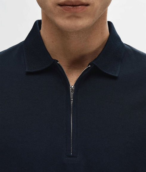 Zipper Polo Shirt - Navy