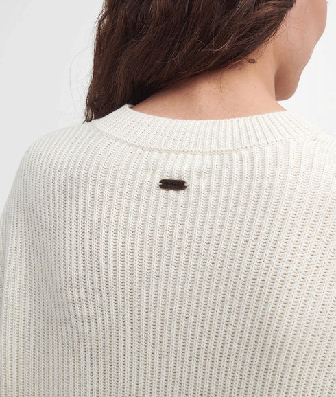 Rib-Stitch Crew Neck Jumper - Cream