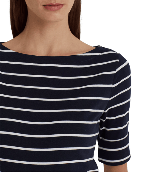 Striped Boatneck Top - Navy