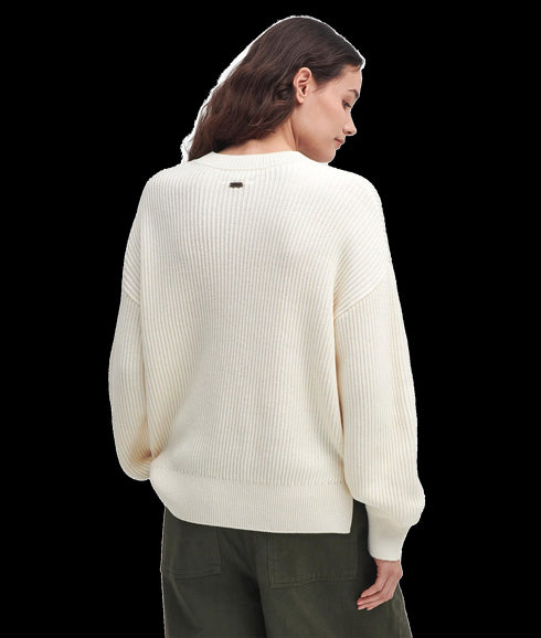 Rib-Stitch Crew Neck Jumper - Cream
