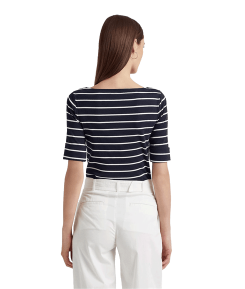 Striped Boatneck Top - Navy