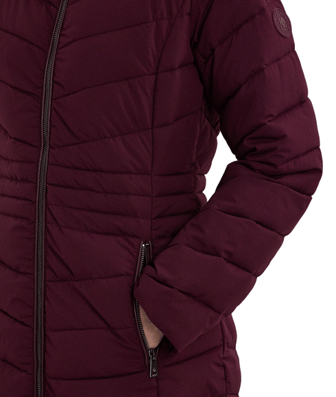 Chevron-quilted Hooded Jacket - Red