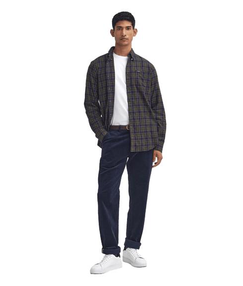 Stretch Cord Tailored Trousers - Navy