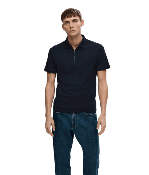 Zipper Polo Shirt - Navy