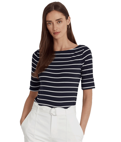 Striped Boatneck Top - Navy