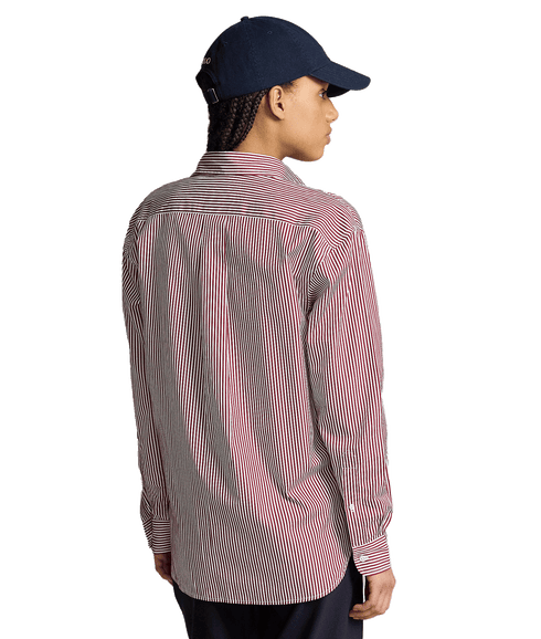 Relaxed Fit Striped Cotton Shirt - Red