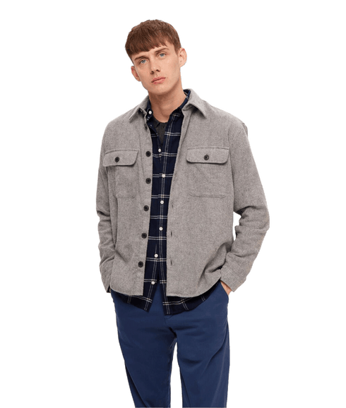 Long-sleeved Overshirt - Grey