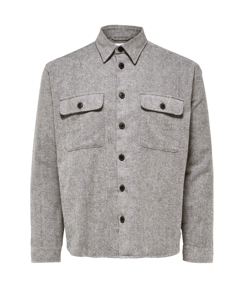 Long-sleeved Overshirt - Grey