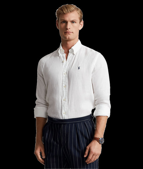 Slim Fit Linen Shirt - White