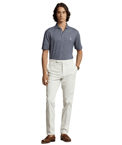 Classic Fit Cotton-linen Mesh Polo Shirt - Navy
