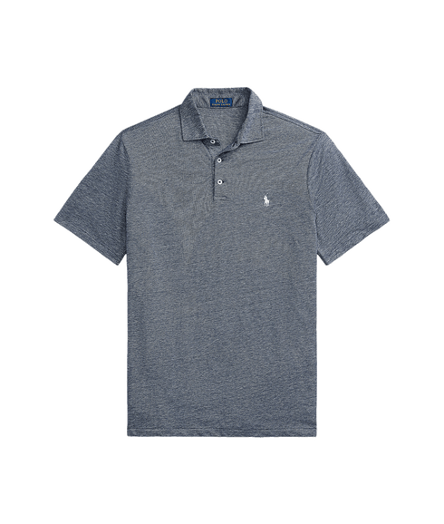 Classic Fit Cotton-linen Mesh Polo Shirt - Navy