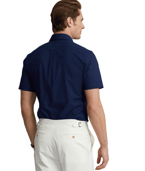 Custom Fit Stretch Poplin Shirt -Navy