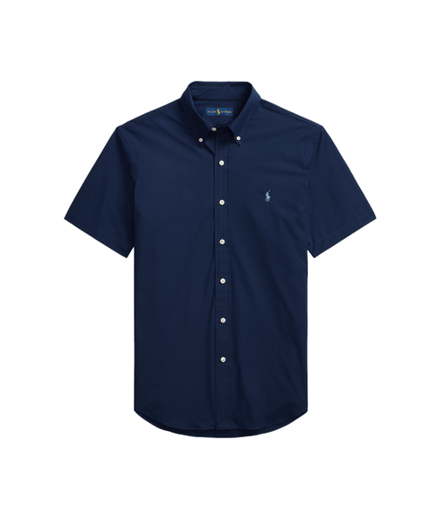 Custom Fit Stretch Poplin Shirt -Navy