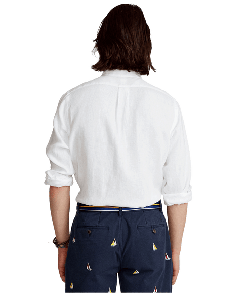 Slim Fit Linen Shirt - White