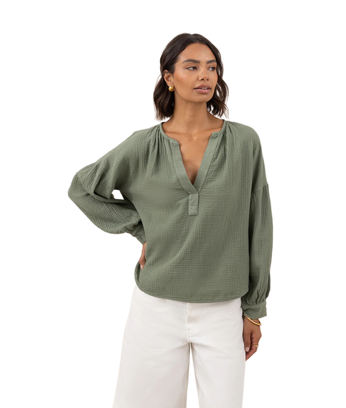 Peach Cotton Shirt - Khaki