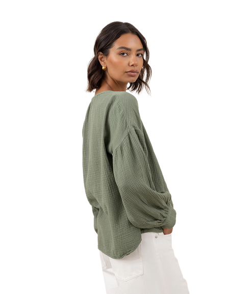 Peach Cotton Shirt - Khaki