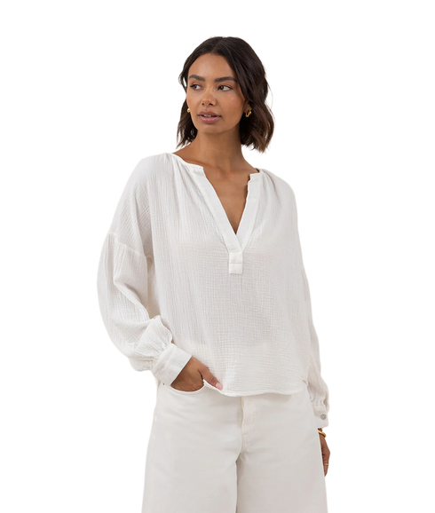 Peach Cotton Shirt - White