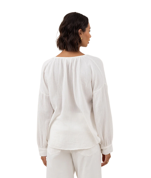 Peach Cotton Shirt - White