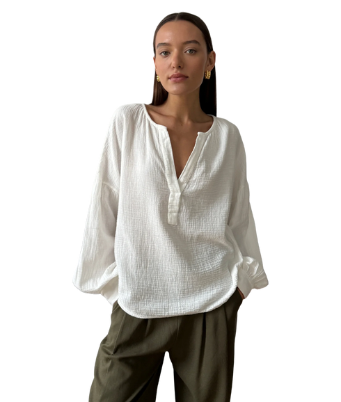 Peach Blouse - White