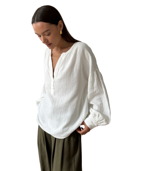 Peach Blouse - White