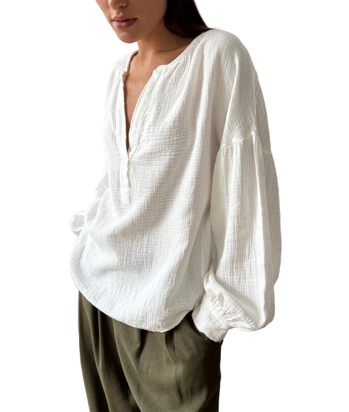 Peach Blouse - White