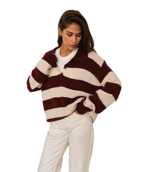 Arlo Sweater - Ruby Stripe