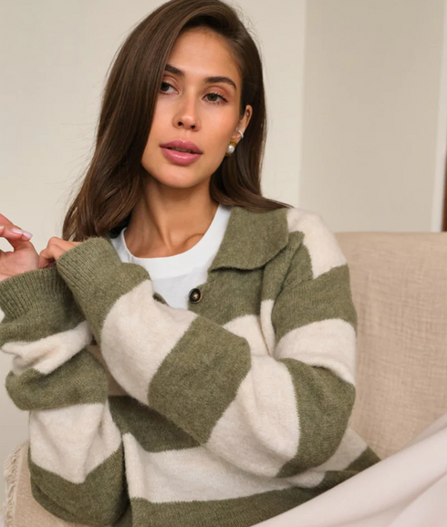 Arlo Sweater - Khaki Stripe