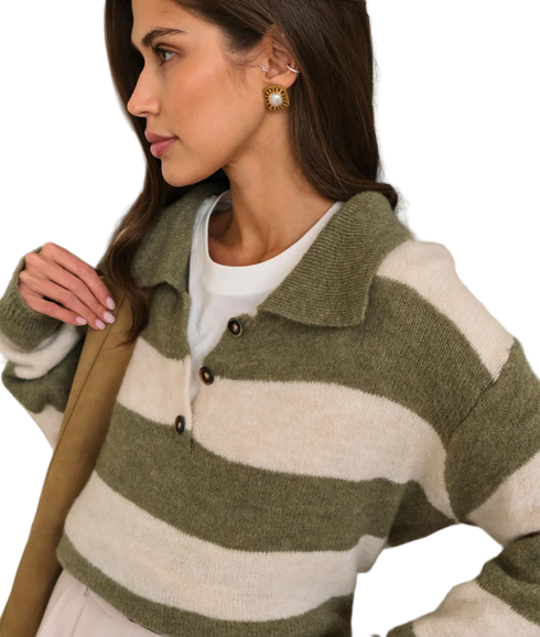 Arlo Sweater - Khaki Stripe