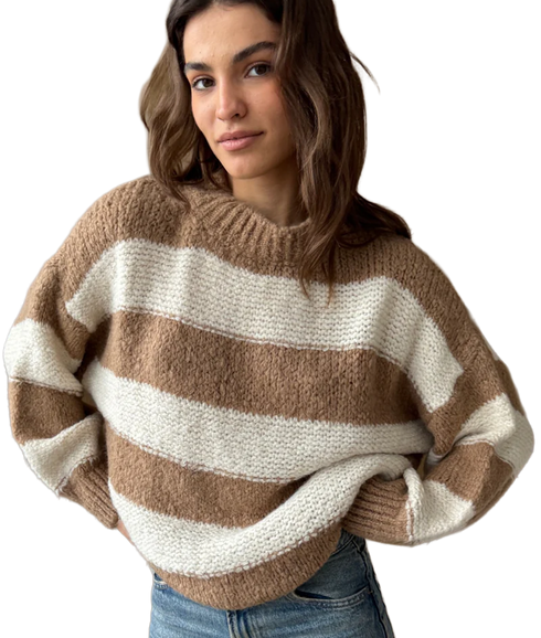 Maisie Sweater - Sand/Stripe