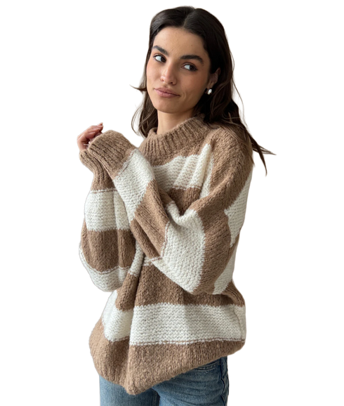 Maisie Sweater - Sand/Stripe
