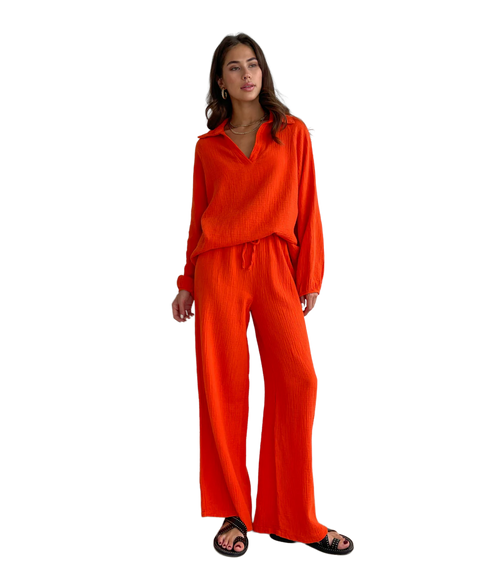 Selina Cotton Trousers - Amber